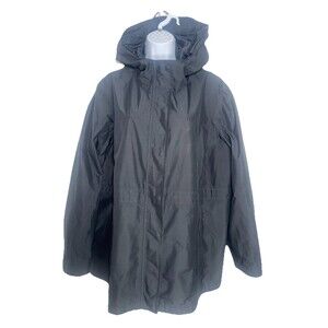 LL Bean Black H2OFF Rain Jacket Coat Mesh Lined Hood Women 2X $180